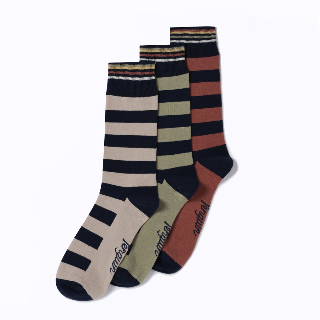 3 Pack Striped Socks