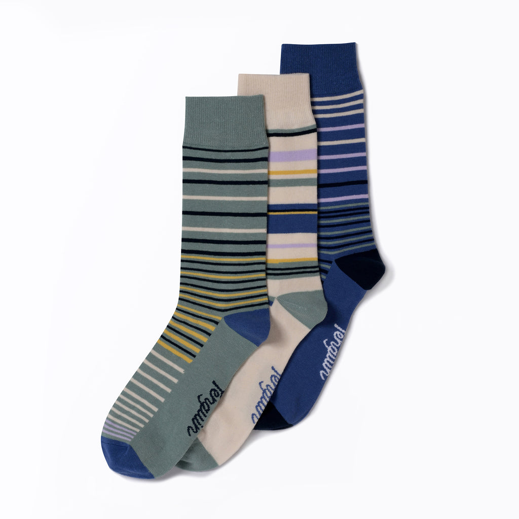 3 Pack Multi Striped Socks