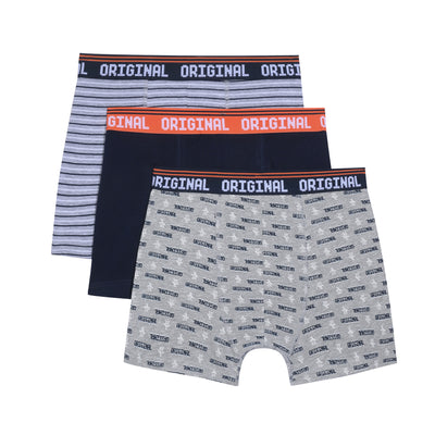3 Pack Multi Printed Boxers (Navy And Grey)