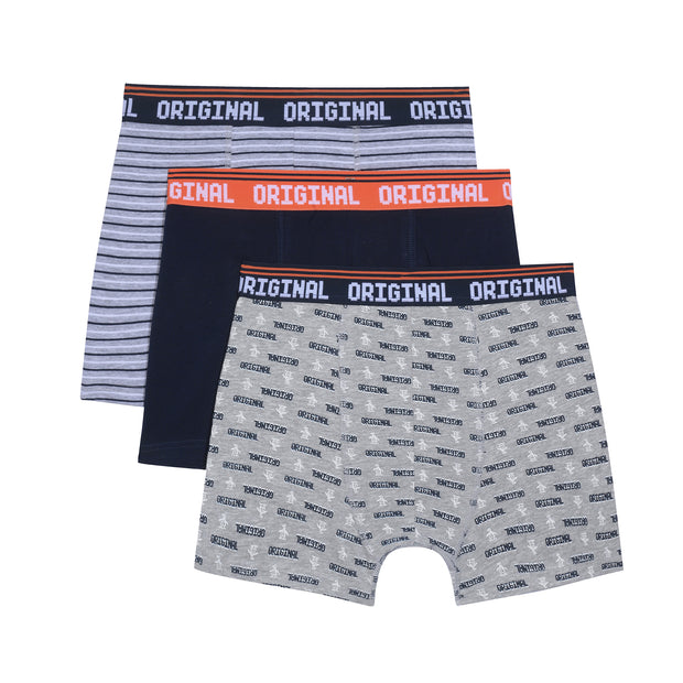 3 Pack Multi Printed Boxers (Navy And Grey)