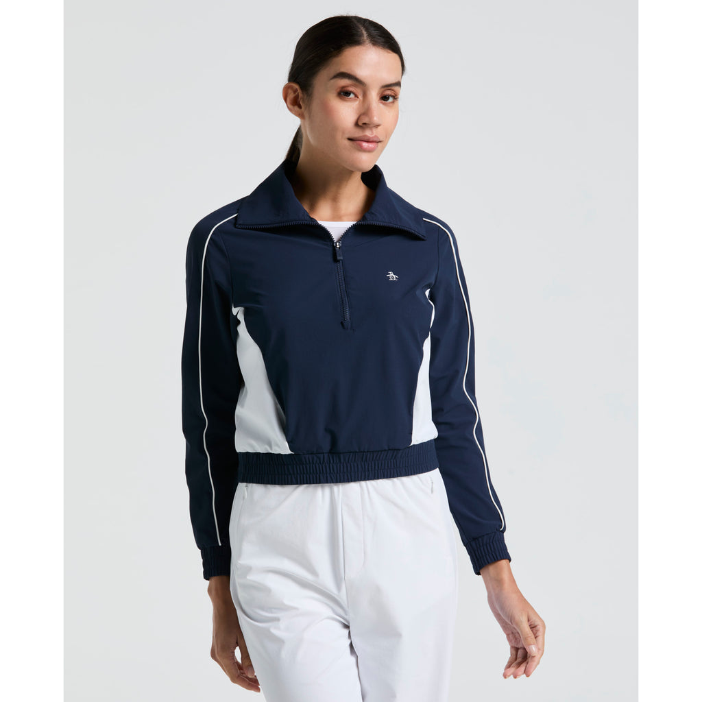 Cropped 1 4 Zip Block Tennis Jacket Iris