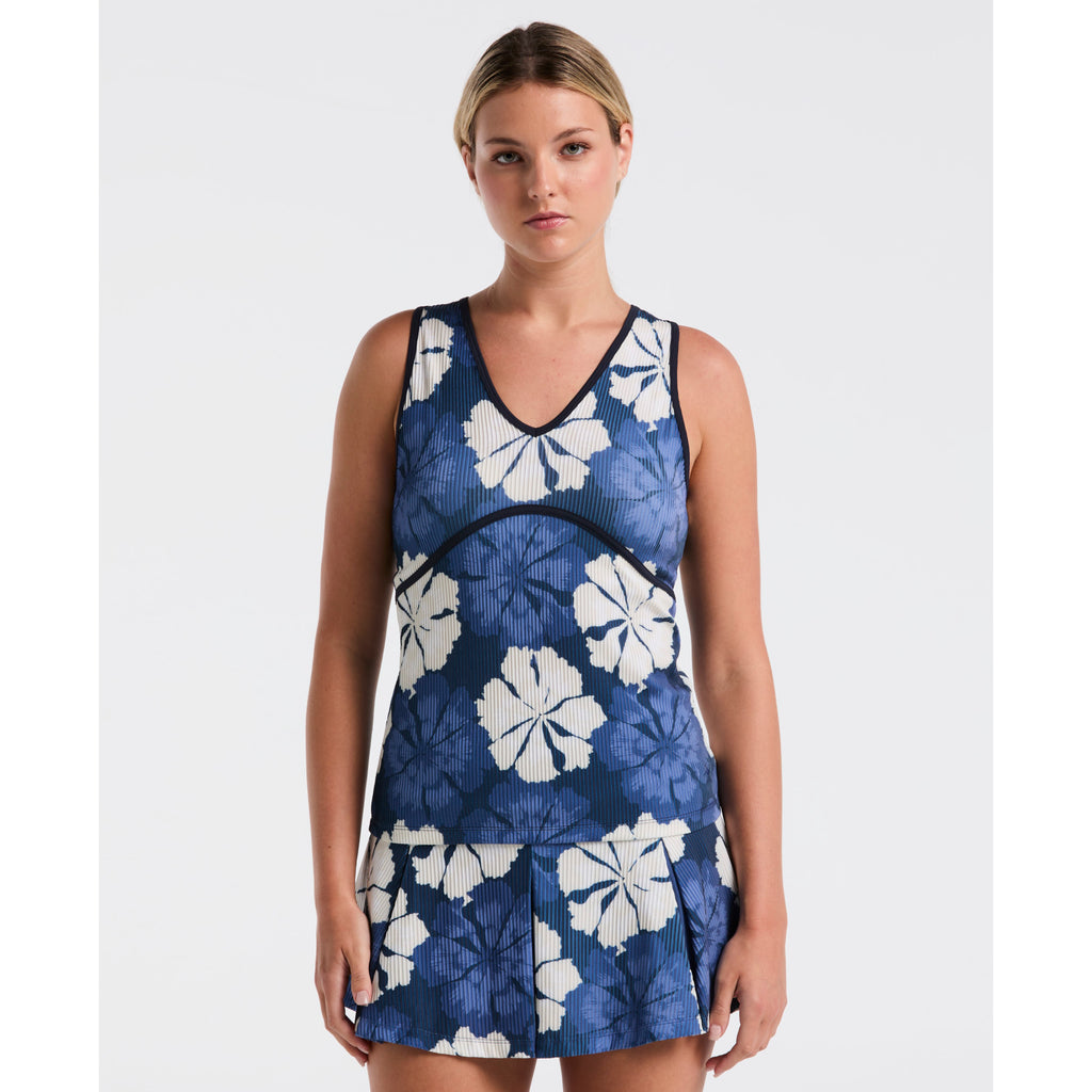 Fuji Floral Tennis Tank Top Iris