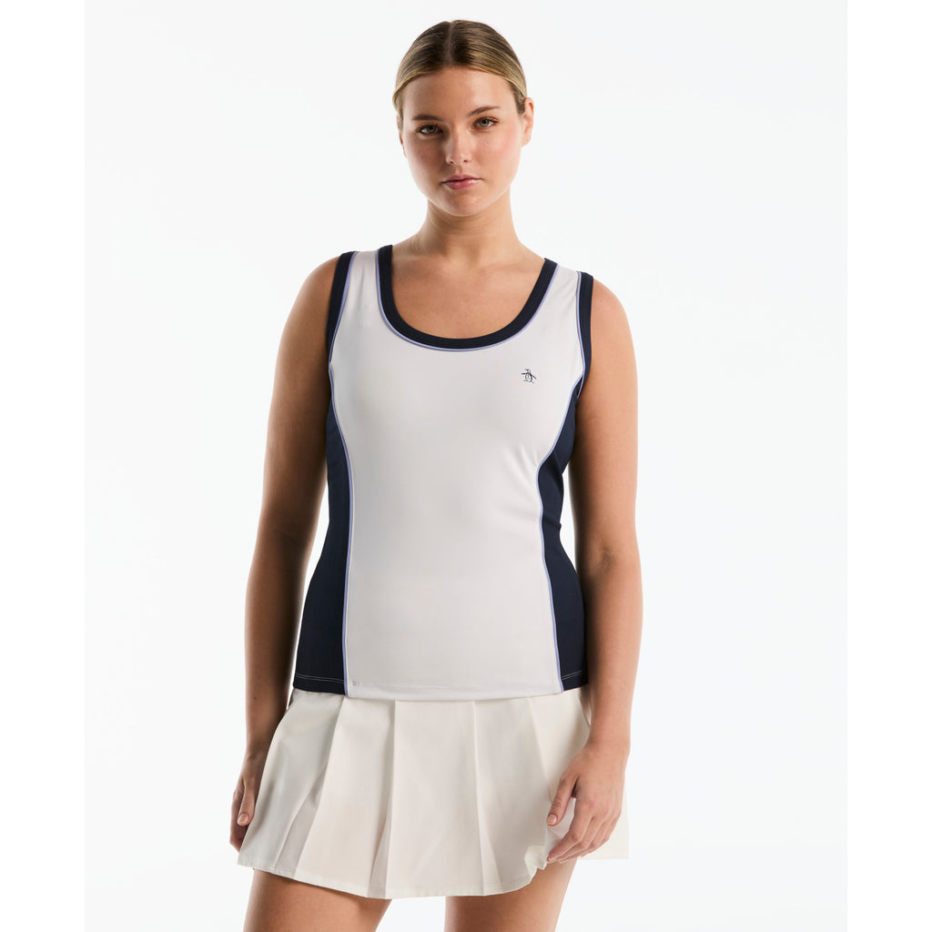 Mixed Texture Square Neck Tennis Tank Top Bright