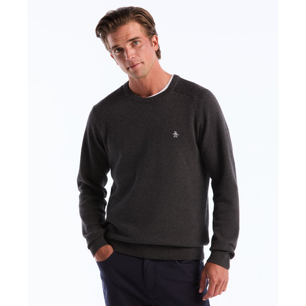 Cotton Bubble Stitch Sweater (Dark Charcoal Heather) Front