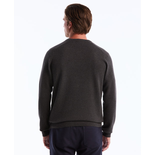 Cotton Bubble Stitch Sweater (Dark Charcoal Heather) Back