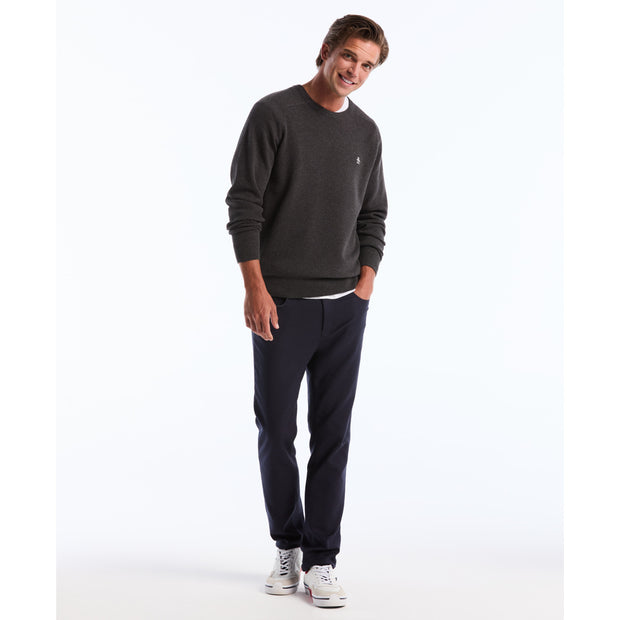 Cotton Bubble Stitch Sweater (Dark Charcoal Heather) Styled Alt