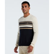 Cotton Engineered Stripe Sweater (Dark Sapphire) Front