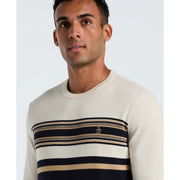 Cotton Engineered Stripe Sweater (Dark Sapphire) Detail