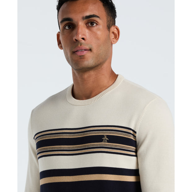 Cotton Engineered Stripe Sweater (Dark Sapphire) Detail