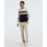 Cotton Engineered Stripe Sweater (Dark Sapphire) Styled