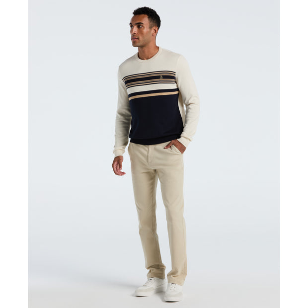 Cotton Engineered Stripe Sweater (Dark Sapphire) Styled