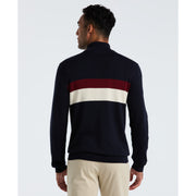 Cotton Colourblock Quarter Zip Sweater (Dark Sapphire) Back