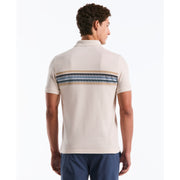 Birdseye Pique Multi Chest Stripe Polo Shirt (Birch) Back
