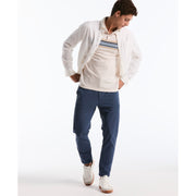 Birdseye Pique Multi Chest Stripe Polo Shirt (Birch) Styled 2