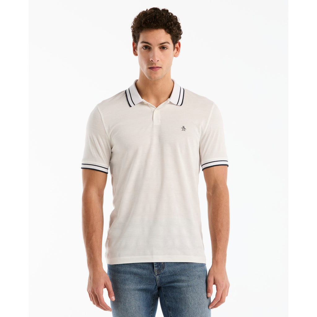 Textured Stripe Tipped Polo Shirt Bright