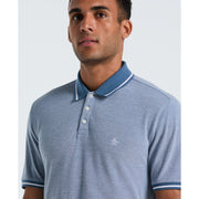 Birdseye Pique Tipped Polo Shirt (Copen Blue) Detail