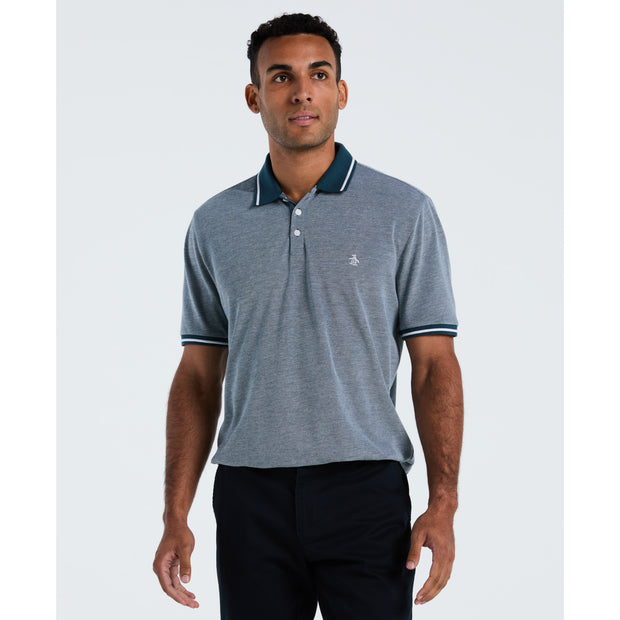 Birdseye Pique Tipped Polo Shirt (Reflecting Pond) Front