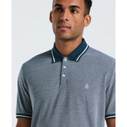 Birdseye Pique Tipped Polo Shirt (Reflecting Pond) Detail