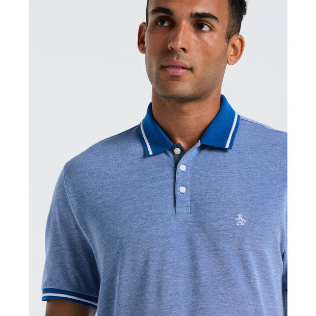 Birdseye Pique Tipped Polo Shirt (Classic Blue) Detail