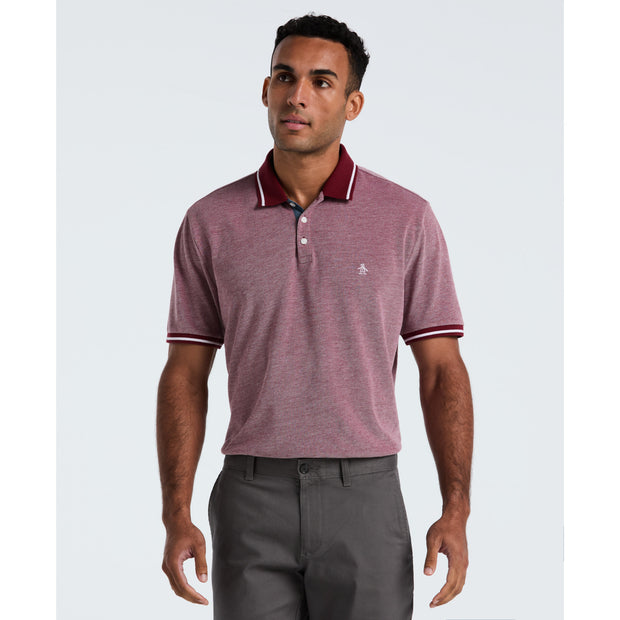 Birdseye Pique Tipped Polo Shirt (Cabernet) Front
