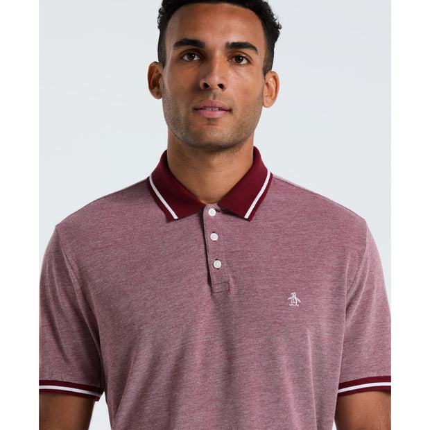 Birdseye Pique Tipped Polo Shirt (Cabernet) Detail