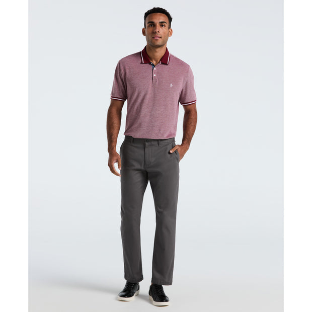 Birdseye Pique Tipped Polo Shirt (Cabernet) Styled