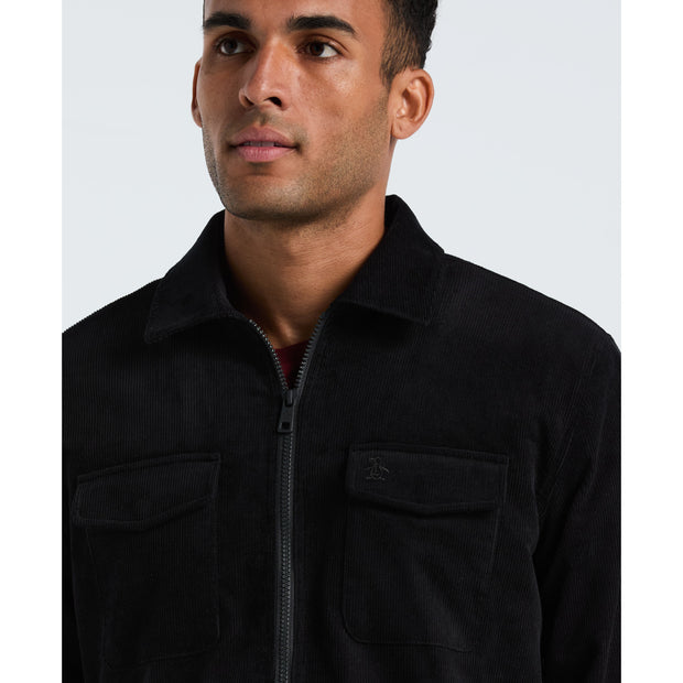 Corduroy Lined Shacket (True Black) Detail