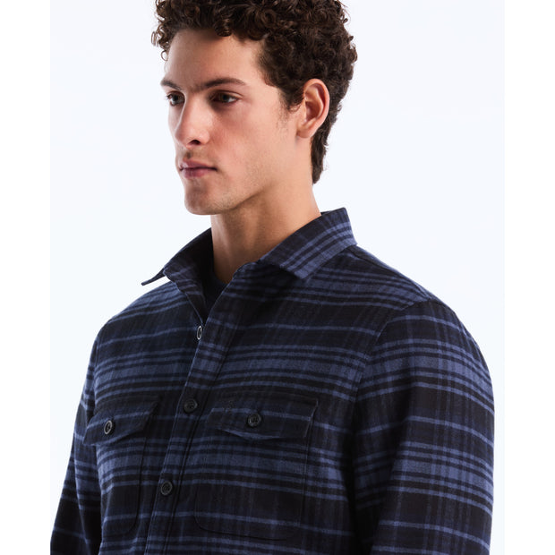 Plaid Flannel Shacket (Dark Sapphire) Detail