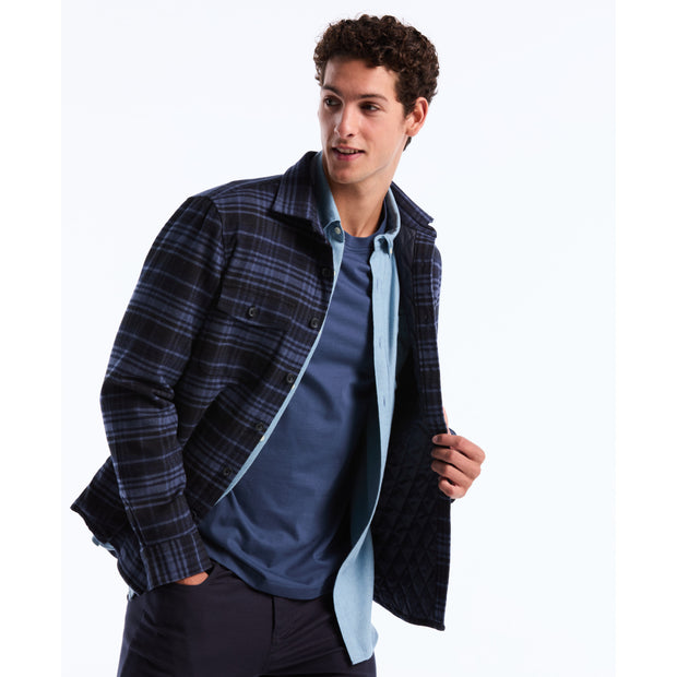 Plaid Flannel Shacket (Dark Sapphire) Front Alt