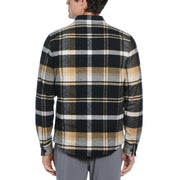 Plaid Flannel Shirt Jacket With Quilted Lining In True Black