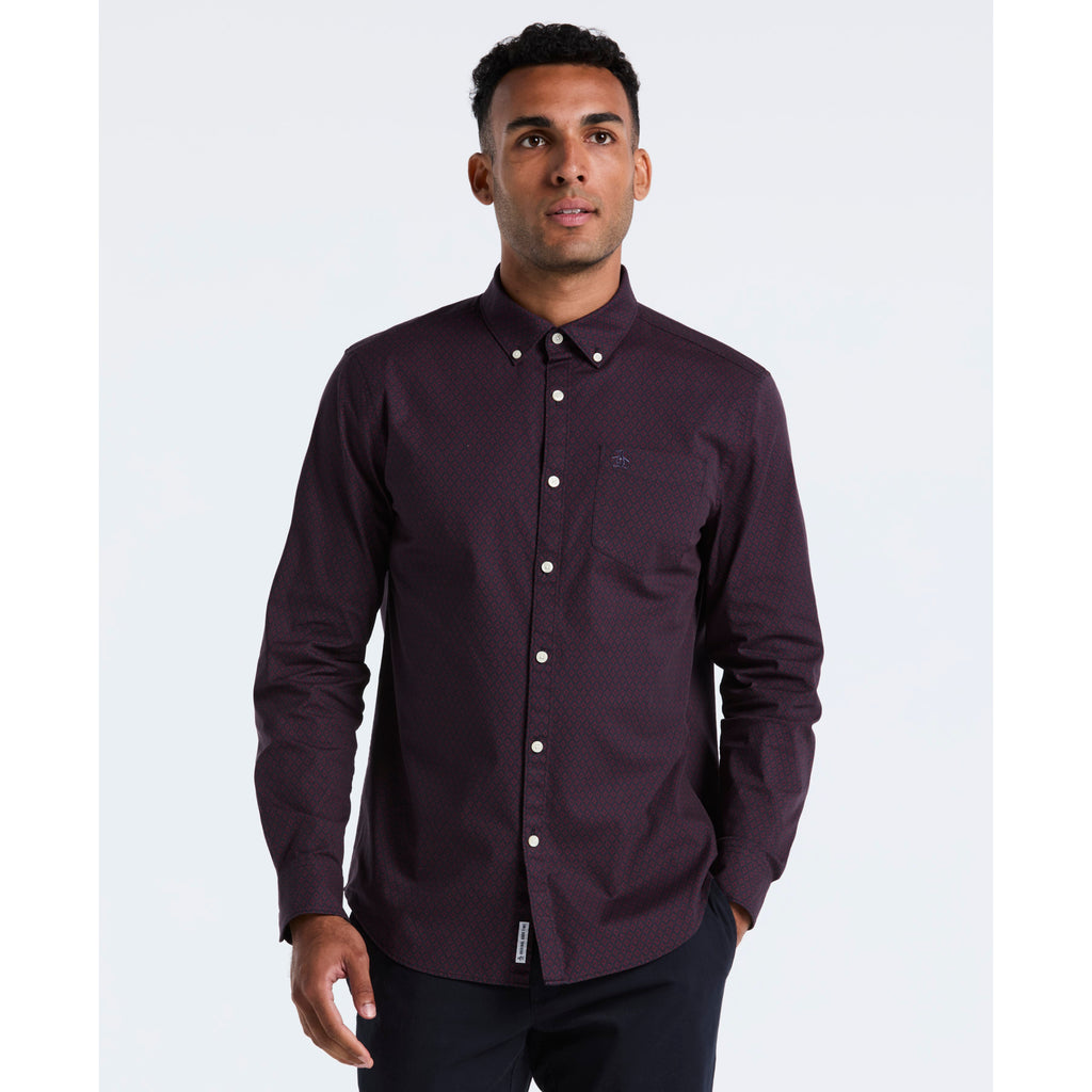 Micro Diamond Print Shirt Dark Sapphire