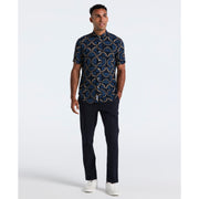 Fan Print Short Sleeve Shirt (Dark Sapphire) Styled