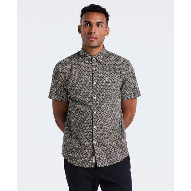 Diamond Geo Print Short Sleeve Shirt (Tigers Eye) Front