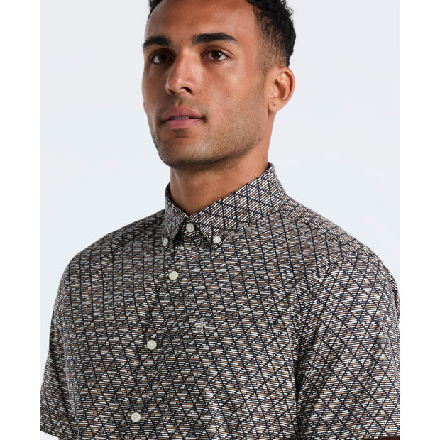 Diamond Geo Print Short Sleeve Shirt (Tigers Eye) Detail
