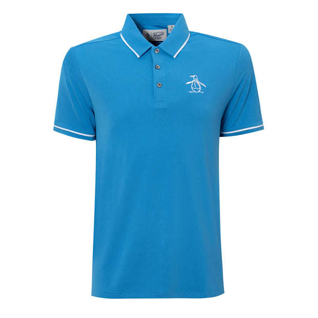 Pete Tipped Golf Polo Shirt In Mediterranean Blue