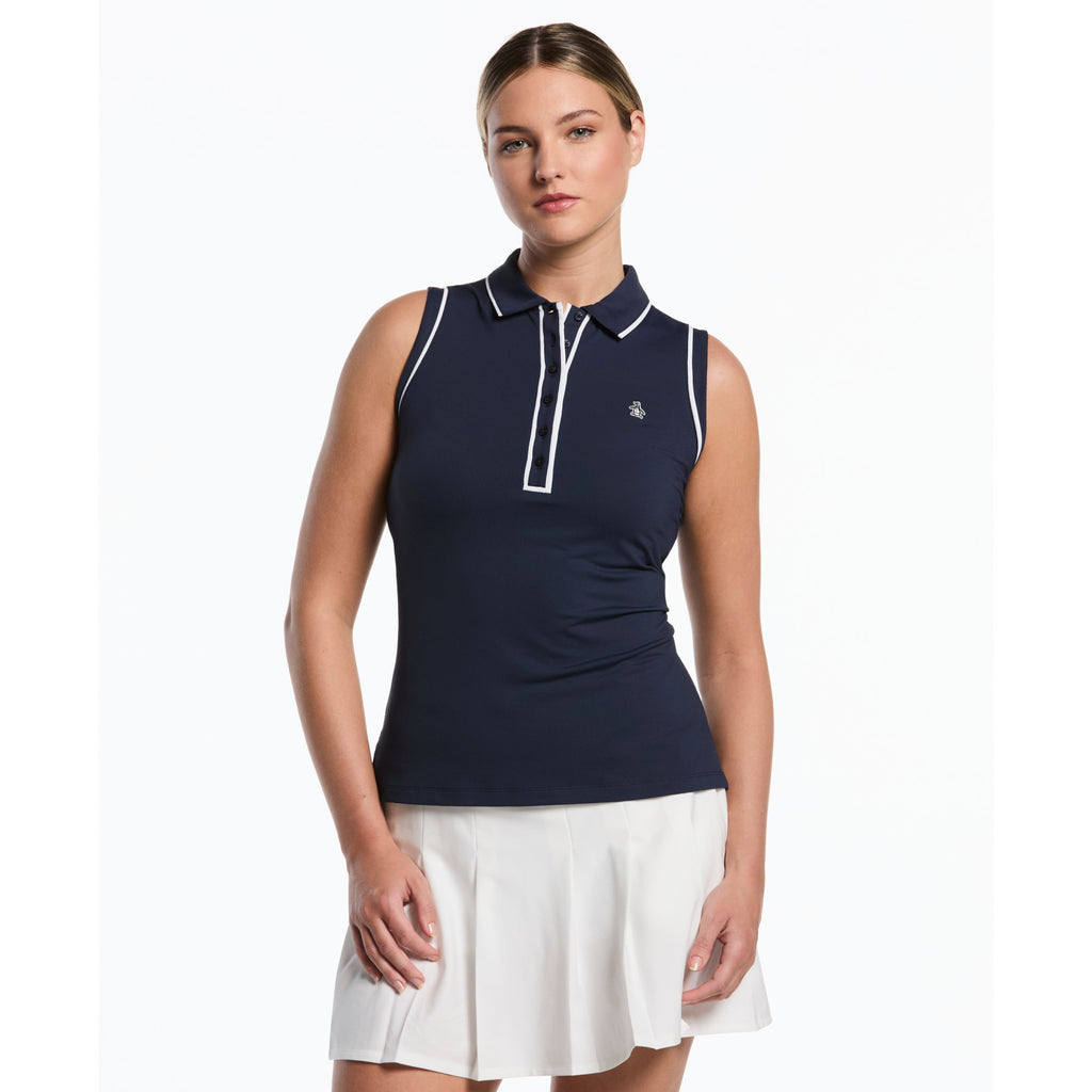 Original Penguin Veronica Sleeveless Golf Polo Shirt - Black Iris