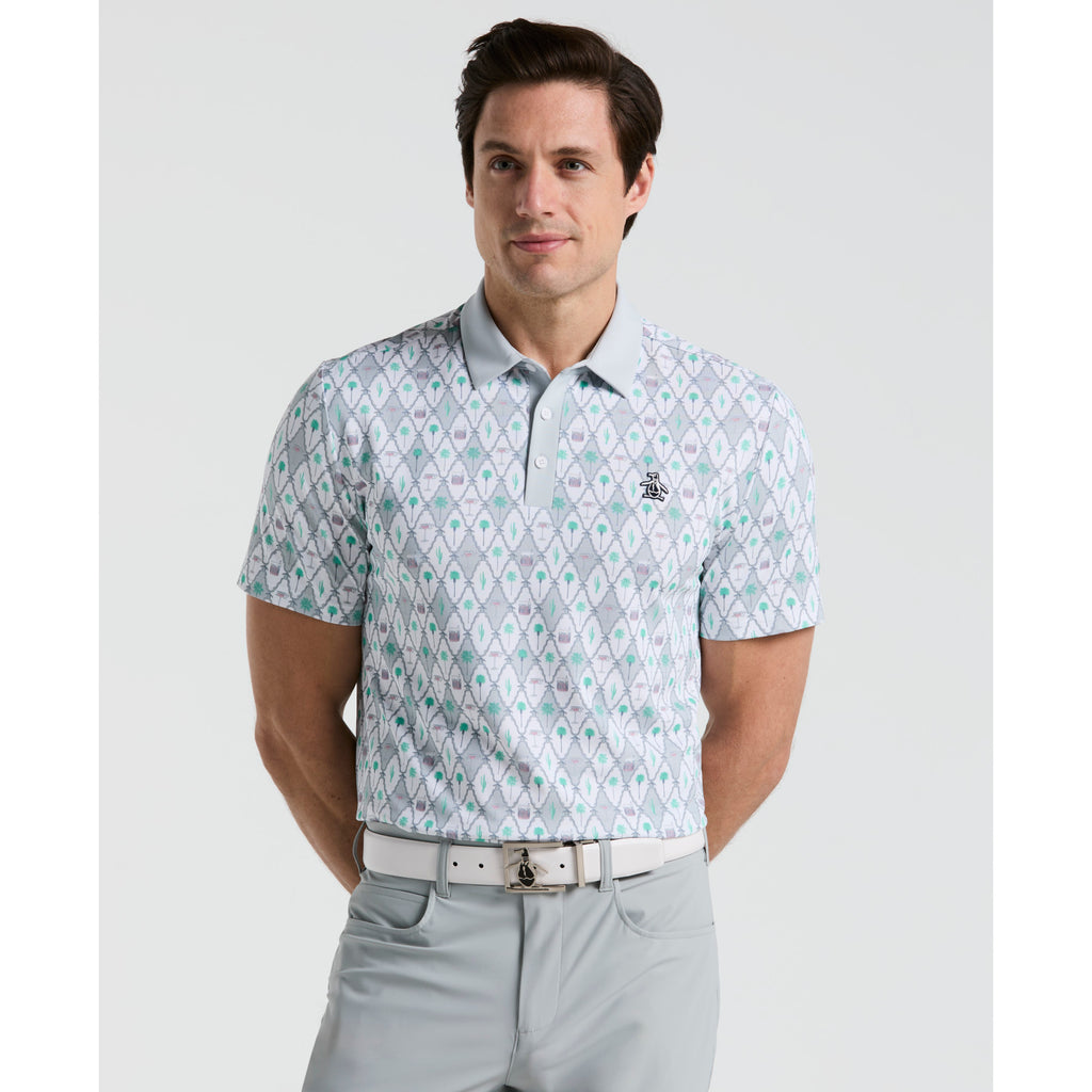 All Over Lattice Cocktail Print Earl Golf Polo Shirt Bright