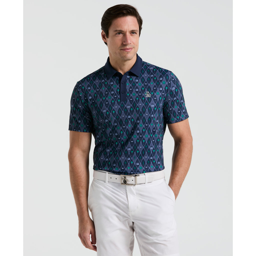 All Over Lattice Cocktail Print Earl Golf Polo Shirt Iris