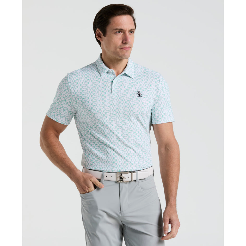 All Over Lifesaver Print Golf Polo Shirt Bright