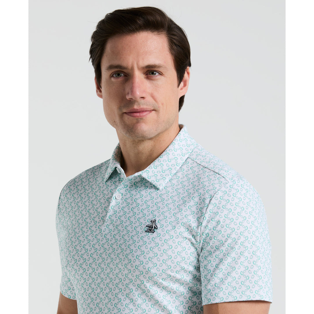 All Over Lifesaver Print Golf Polo Shirt In White | Original Penguin®