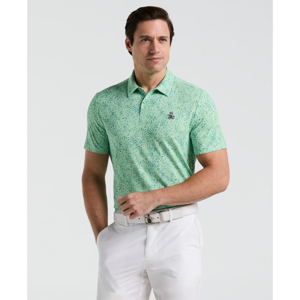 All Over Micro Abstract Printed Golf Polo Shirt Sprucestone