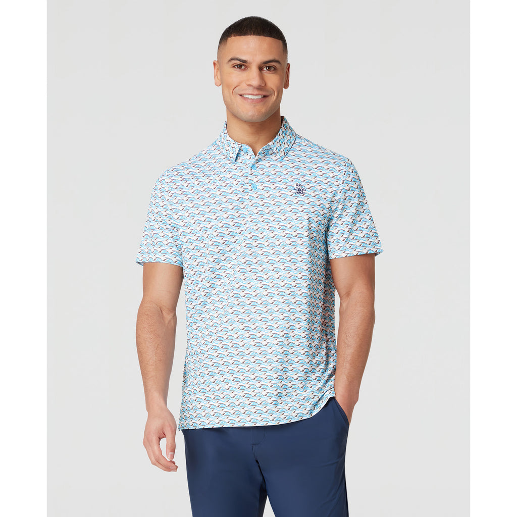 Layered Umbrella Print Golf Polo Shirt Grotto