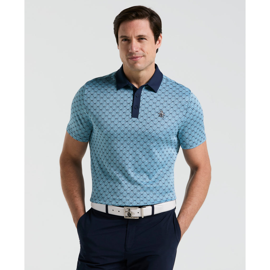 Yarn Dyed Bohemian Jacquard Golf Polo Shirt Iris