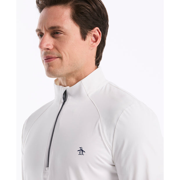Mixed Media Quarter Zip Golf Pullover Shirt In White | Original