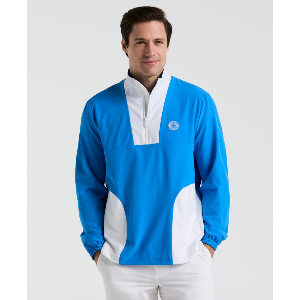 Lightweight 1/4 Zip Colour Block Golf Pullover In Blue | Original