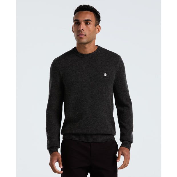 Lambswool Crew Neck Sweater (Dark Charcoal Heather) Front