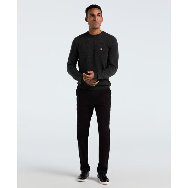 Lambswool Crew Neck Sweater (Dark Charcoal Heather) Styled