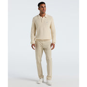 Zigzag Stitch Long Sleeve Sweater Polo (Birch) Styled