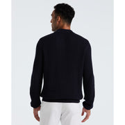 Zigzag Stitch Long Sleeve Sweater Polo (Dark Sapphire) Back