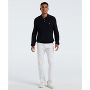 Zigzag Stitch Long Sleeve Sweater Polo (Dark Sapphire) Styled